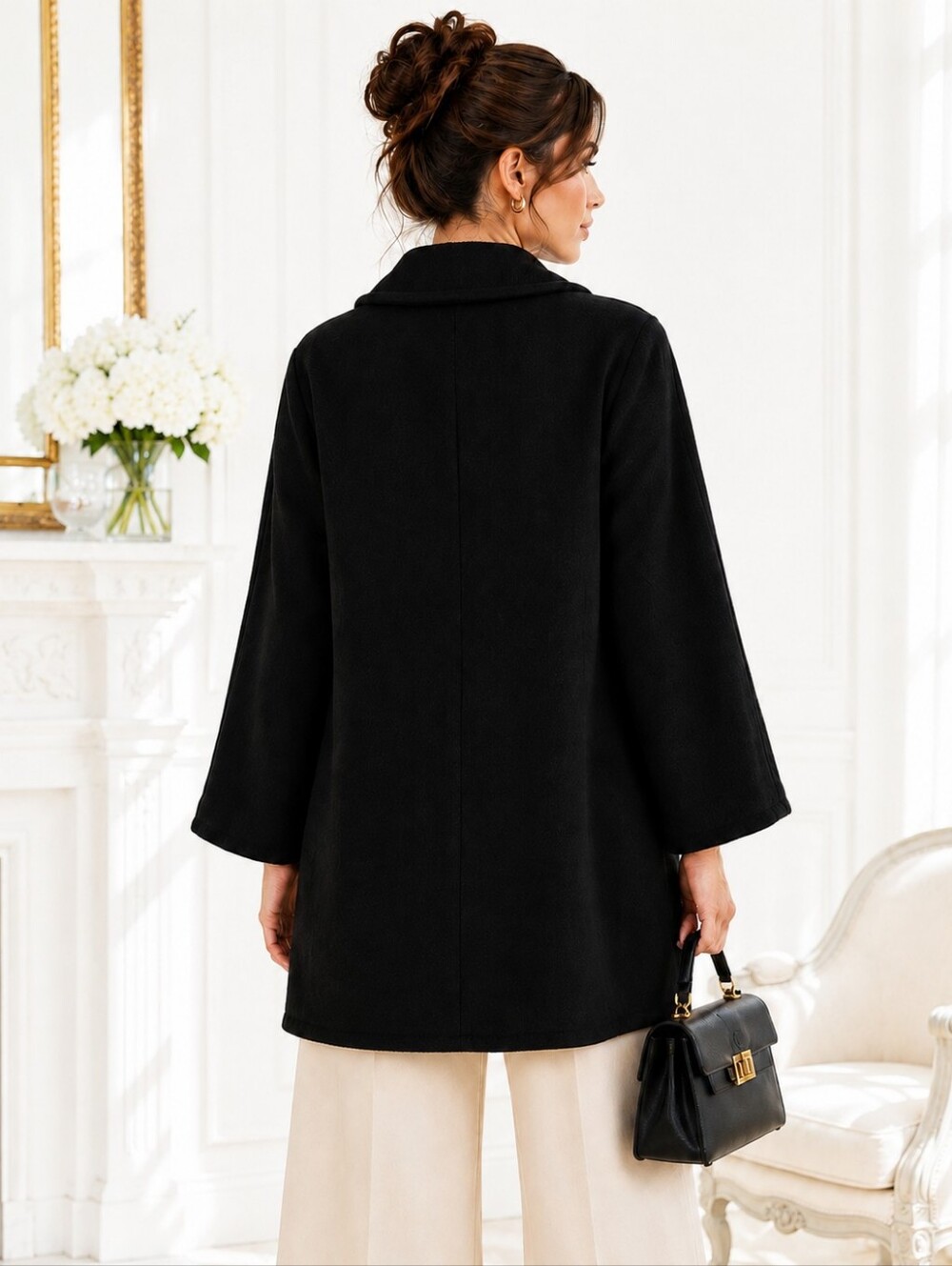 NWOT Ellen Tracy | Angora Wool Blend Black Coat| Size 12P Petite | Quiet Luxury - Picture 2 of 11